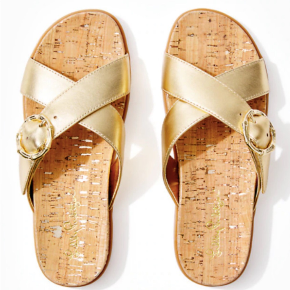 Lilly Pulitzer gold bayshore sandal